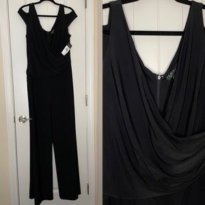 NWT Black, Ralph Lauren Wide Leg Jumpsuit Size 16